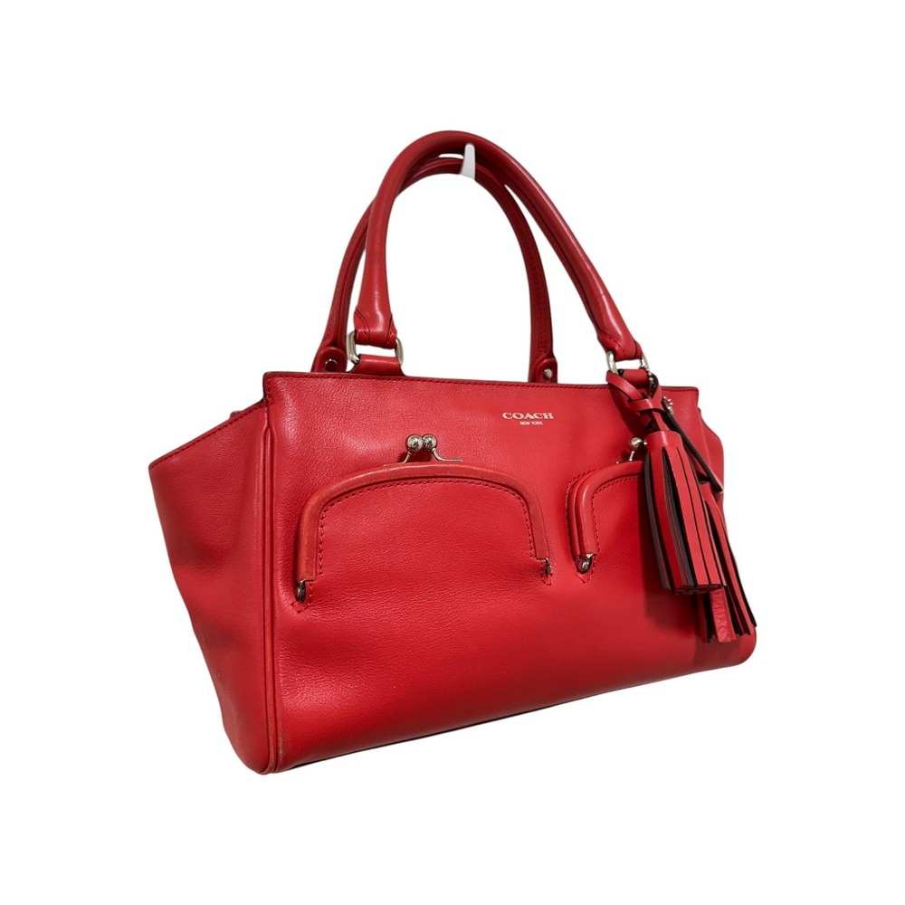 Coach Legacy Archive Double Kisslock Satchel Leather Red Tassel 21197 - Picture 3 of 8